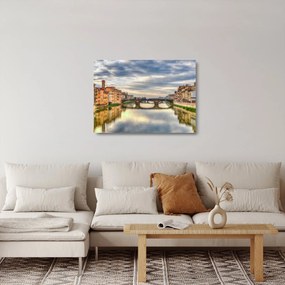 Obraz na szkle - miasto z rzeką (70x50 cm)