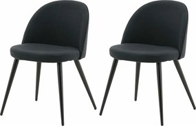 Zestaw 2 czarnych krzeseł do jadalni z weluru dla eleganckiego i wygodnego designu