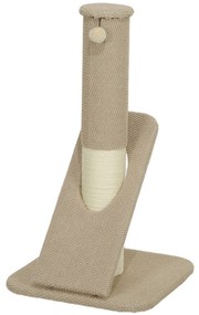 PawHut Drapak dla kotów z poduszką, słupem i piłką, dywanik i sizal, 84 cm, Jasnobrązowy