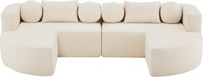 Modułowa sofa chmurka z funkcją spania - 292 x 165 x 68 cm - nie wymaga montażu - szenil - beż
