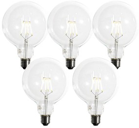 Zestaw 5 ściemnialnych żarówek LED E27 z żarnikiem spiralnym G125 5W 450LM 2200K