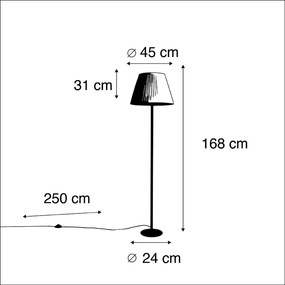 Nowoczesna lampa stojąca czarna z białym plisowanym abażurem 45 cm - Simplo