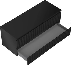 Mexen Rivel szafka łazienkowa podumywalkowa 120 cm z blatem, 2 szuflady, ryflowana , czarna mat - 91A20-12047-2-BFFC71