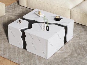 Nowoczesna stolik kawowy 70x70x31 cm - z 1 szufladą - okleina marmurowa - płyta wiórowa - Biały