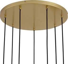 Lampa wisząca Art Deco złota z tęczowym szkłem 7-punktowa - Sandra