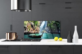 Szkło Ozdobne do Kuchni Samotna Łódź Nad Jeziorem