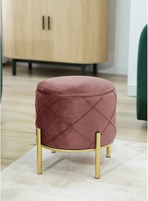 Pufa ze schowkiem okrągła welurowa pikowana AKORD SAVANA Różowa