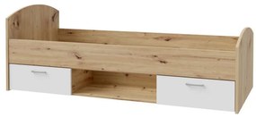 Łóżko pojedyncze z pojemnikiem URO 90x200 cm dąb artisan/białe