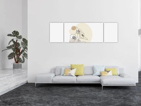 Obraz - Beżowe kwiaty z motylem N⁰4 (170x50 cm)