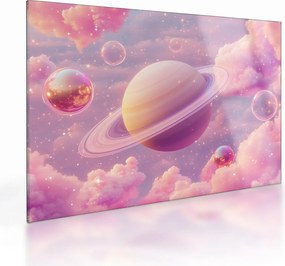 Obraz na szkle - Różowa planeta (70x50 cm)