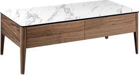 Prostokątny stolik kawowy z marmuru porcelanowego i orzecha włoskiego 2049 ANGEL CERDA