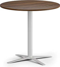 Stolik kawowy AURA, średnica 60 cm, biała podstawa, orzech