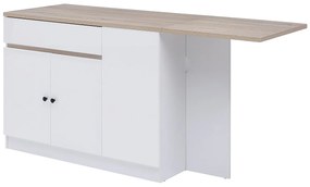 Wyspa kuchenna ze schowkiem z MDF – Biały i naturalny – HELOMY