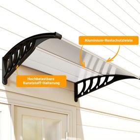 Outsunny Zadaszenie drzwi/okna, odporne na warunki pogodowe, przezroczyste, Aluminium/Poliwęglan, 103x96,5x27cm, Czarne