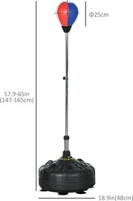 SPORTNOW Piłka treningowa, regulowana wysokość 147-165cm, podstawa do napełniania, Stal, Czerwony+Czarny+Biały