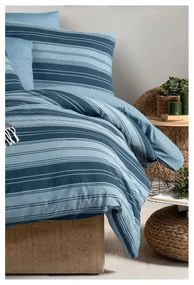 Niebieska 4-częściowa pościel dwuosobowa z prześcieradłem 200x220 cm Stripes – Mila Home