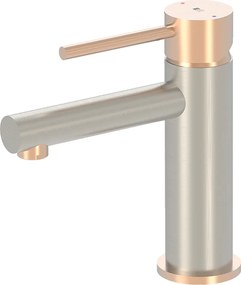 Envol bateria miedziana umywalkowa niska stal nierdzewna i różowe złoto - Essebagno