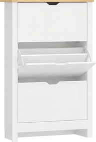 HOMCOM szafka na buty biała z trzema klapami pojemna nowoczesna szafka do przedpokoju 72x26x112 cm | Aosom PL