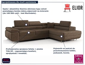 Jasnobrązowy narożnik tapicerowany z pojemnikiem N7-N99