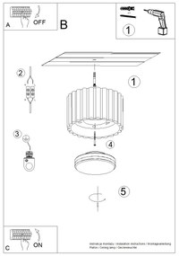 Plafon AURA 1 brzoskwiniowy GX53 ryflowany SOLLUX  LIGHTING