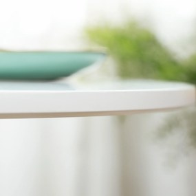 HOMCOM Stół Jadalny dla 2 Osób, Okrągły Blat Ø80 cm, MDF i Stal, Antypoślizgowy, Biały, 75H cm