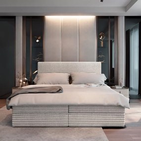 Promocja Łóżko tapicerowane boxspring ISPIRA 140x200 cm kremowe II jakość Materac: Materac sprężynowy Bonell