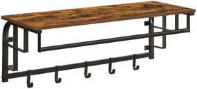 Industrialny Wieszak Drewniany Na Ubrania Z Półką D4-E95