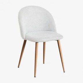 Krzesło Jadalniane Tapicerowane I Stalowe Kana Natural Wood & Tkaniny Distressed White - Sklum