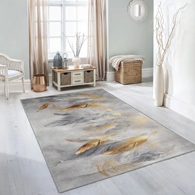 Chodnik w szaro-złotym kolorze odpowiedni do prania 80x200 cm Golden Feathers – Mila Home