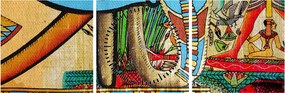 Obraz motywami egipskimi (z zegarem) (90x30 cm)