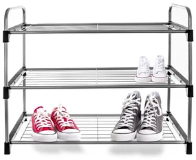 Srebrny metalowy regał na buty – Orion