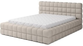 Beżowe tapicerowane łóżko dwuosobowe ze schowkiem ze stelażem 140x200 cm Dizzle – ELTAP