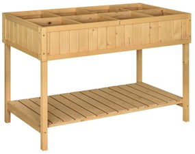 Outsunny Elegancka Podwyższona Grządka z Drewna Świerkowego z Otworami Nawadniającymi, Idealna na Balkon i Ogród