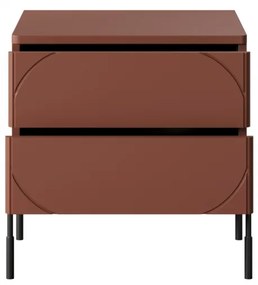 Szafka nocna z dwoma szufladami Sonatia na metalowych nogach 45 cm - burgund