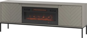 Szafka RTV z kominkiem Aspen 02 cashmere/czarny 180 cm