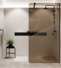 Ścianka prysznicowa WALK IN FIX brązowa 8 mm MOLIS NATURE Brown Round MASSI I Różne rozmiary : Kolor profili kabiny - złoty szczotkowany, Szerokość ścianki - 100 cm, Typ montażu - WALK in FIX (Do ściany)