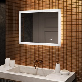 Prostokątne lustro łazienkowe LED 80x60, 60x80 cm z Dual Color, włącznikiem dotykowym i matą grzewczą