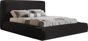 Łóżko tapicerowane 160x200 Karano z lamówką - pojemnik i stelaż metalowy - welur, czarny (Amor Velvet 4322)
