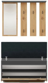 Garderoba z lustrem na korytarz dąb artisan + antracyt - Riamia 3X
