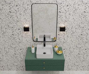 Umywalka nablatowa prostokątna biała z otworem z półką na mydło 40 x 50 cm MERA