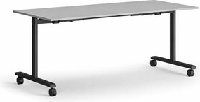 Mobilny stół MATCH, 180x80 cm, czarna podstawa, szary