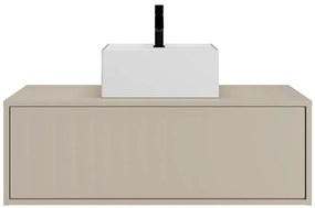 Szafka łazienkowa wisząca  beżowa z kwadratową umywalką - 94 cm - TEANA II