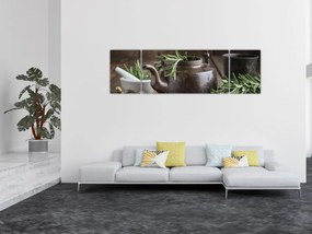 Obraz - Czajniczek z rozmarynem (170x50 cm)