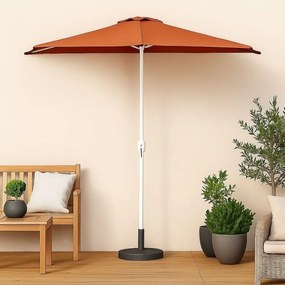 Półokrągły parasol balkonowy 270 cm terakota + podstawa