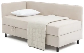 Beżowe tapicerowane łóżko jednoosobowe ze schowkiem i materacem 90x200 cm Avela – Bonami Selection