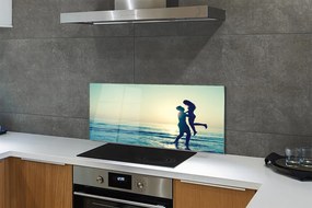 Panel szklany do Kuchni Ludzie nad Brzegiem Morza