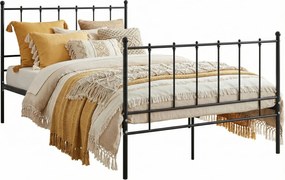 Czarne metalowe łóżko z zagłówkiem 120x200 cm F9-S50