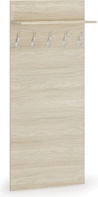 Garderoba z wieszakami HORIZONT, 5 haczyków, półka, tekstura drewna poziomo, dąb naturalny