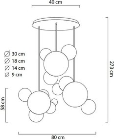 Lampa wisząca ze szklanymi kulami Capri Disc 3 złota