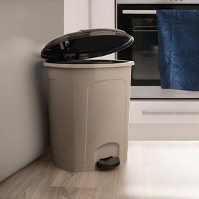 Brązowy plastikowy kosz na śmieci z pedałem 30 l – Orion